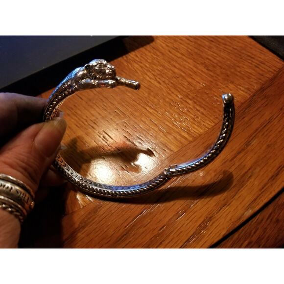 JAI Sterling Silver Leopard Hinged Cuff Bracelet J100326 - Picture 4 of 9